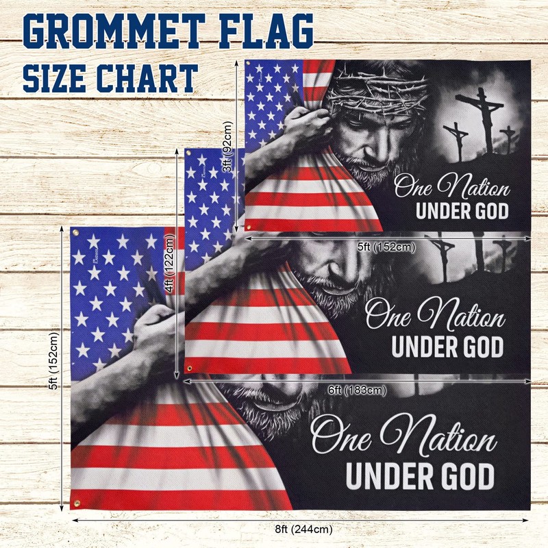 FLAGWIX 3x5 Patriotic American Flags for Outside, One Nation Under