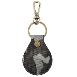 NEYYOS® Airtag Pendant Made of Leather, Air Tag Keyring Cover, Portable Case & Key Ring, Protective Case Compatible Airtags, Keychain Holder Case, Genuine Leather Locator Key Ring (Camo A)