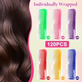NICEMOVIC 120 Packs Hair Comb Bulk Set,Pocket Hair Combs for Women and Men,Colorful Coarse and Fine Tooth Comb,Individually Wrapped Bulk Comb for Homeless Hotel Shelter Nursing Home Charity