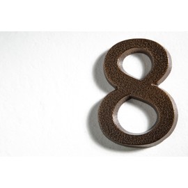 HUBER House Number 8 Aluminium 10 cm I House Numbers for House & Door - House Number Signs in Elegant Antique Copper 3D Design, Powder Coated