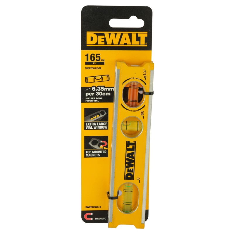 DEWALT Torpedo Spirit Level 165 mm Black Metal