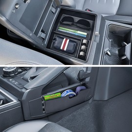 EDBETOS 2PCS Tacoma Center Console Organizer for 2024 2025 2026 Toyota Tacoma Accessories (4th Gen) Armrest Tray Organizer and Passenger Side Hanging Storage Storage Box, ABS Plastic