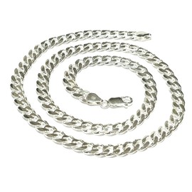 VN Jewelry Mens Silver Chain Necklace - 925 Sterling Silver Italian 7mm Diamond-Cut Cuban Curb Link Chain Necklace for Men Chain Necklace Length 18" 19" 20" 21" 22" 24" 26" (20 IN)