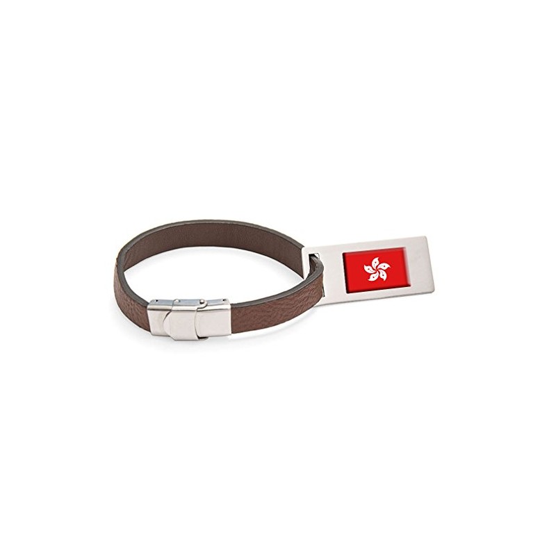 Hong Kong SAR Flag Leather Luggage Stainless Steel Engraving