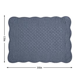 HOMBYS Quilted Placemats Set of 6 Washable-13x18 inches Rectangular Placemats for Kitchen Table-100% Cotton Fabric Rectangular Table Mats-Cotton (18"x13", Blue)
