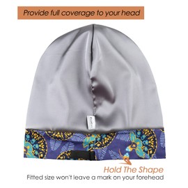 Adjustable Sleep Cap, Satin Lined Extra Large Women Curly Hair Day & Night Available, Blue Green