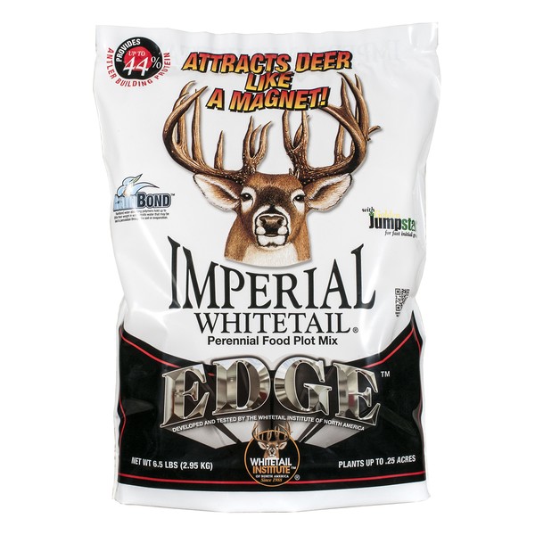 Whitetail Institute Edge Deer Food Plot Seed, Perennial Blend of Deer-Attracting, Nutritious Forages with Antler-Building Protein, Heat, Cold and Drought Tolerant, 6.5 lbs (.25 Acre)