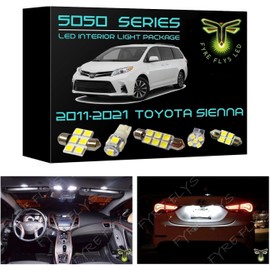 Fyre Flys 17 Piece White LED Interior Lights for 2011-2021 Toyota Sienna 6000K 5050 Series SMD Package Kit and Install Tool