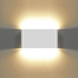 Kawell 12W Waterproof Modern Wall Sconce LED Wall Light Up Down Aluminum Wall Lamp LED Indoor Outdoor for Bathroom Living Room Bedroom Hallway Lounge Porch Corridor, White 3000K