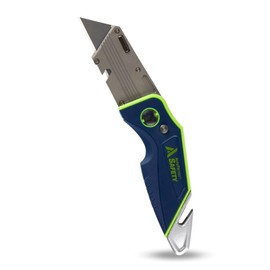 AccuTec Pro Safety F2 Folding Flipper Knife - Utility Knife with External Cord Cutter for Professionals - Durable, Lightweight, and Easy to Deploy with One-Hand Flip Action - ASFD-F2ZI