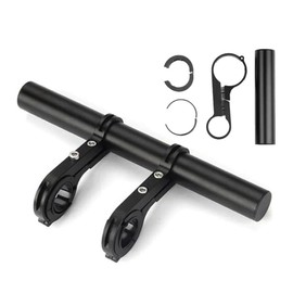 Bike Handlebar Extender Multifunction Double Bike Handlebar Extender Aluminum Alloy Super Long Clamp Bracket Accessory Handlebar Extension Rack for Holding Bicycle Speedometer (Double clamp - 20cm)