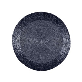 Glass Bead Placemat for Dining Table, Handmade Dark Luster Blue Two-Tone Tablemat with Fabric Back, Dining Table Mats - Set of 4