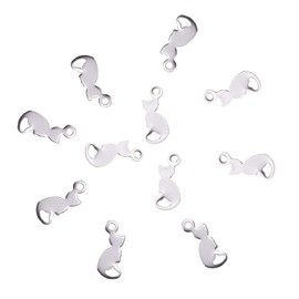 Airssory 20 Pcs 304 Stainless Steel Tiny Double Side Charms Cat Pet Animal Small Pendants for Jewelry Making Earrings Necklace Bracelet DIY Crafting - 13x5.5mm