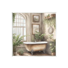 Stupell Industries Traditional Bathroom with Plants Wall Plaque Art by Kim Allen