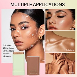 Sonew Barras de Contorno en Crema, 2 en 1, Multiusos, de Larga Duración, Resaltador, Sombra, Maquillaje, Barra de Contorno para Maquillaje para Esculpir el Rostro (4#resplandor