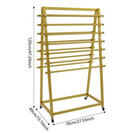 awolsrgiop Ribbon Storage Organizer Rack, 15 Tier Ribbon Organizer Ribbon Holder Double-Sided Scarf Rack Xmas Gift Wrapping Paper Station with Wheels for Home, Craft Room, Flower Store (Gold)