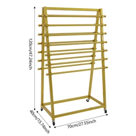 awolsrgiop Ribbon Storage Organizer Rack, 15 Tier Ribbon Organizer Ribbon Holder Double-Sided Scarf Rack Xmas Gift Wrapping Paper Station with Wheels for Home, Craft Room, Flower Store (Gold)