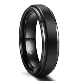Greenpod 6mm 8mm Black Tungsten Rings for Men Women Brushed Wedding Bands Ring Matte Finished Comfort Fit Size 4-15, Tungsten