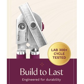 Graceliving Premium Multifunctional Magnetic Manual Can Opener and Bottle Opener, Heavy Duty Stainless Steel Sharp Cutting Blade and Oversized Easy Turn Knob, Soft-Touch Handle, Kitchen Use, Mauve