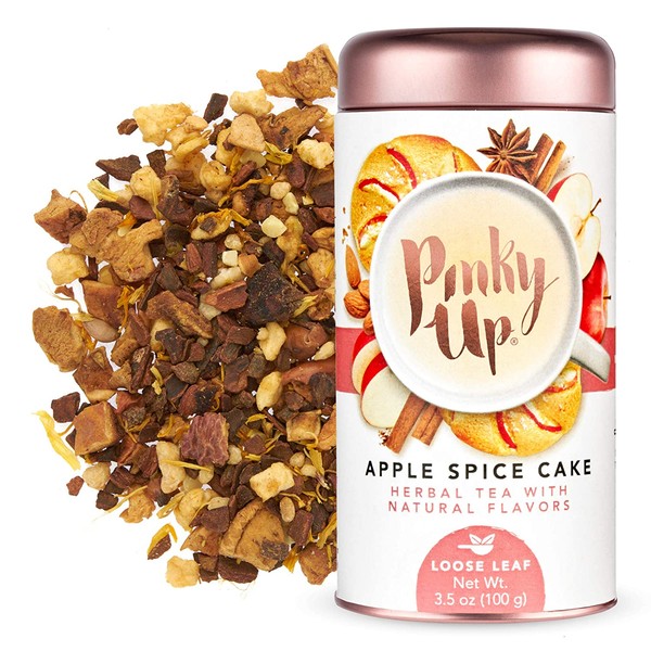 Pinky Up Apple Spice Cake Loose Leaf Tea | Herbal Tea, Caffeine Free, Naturally Low Calorie & Gluten Free | 3.5 Ounce Tin, 25 Servings