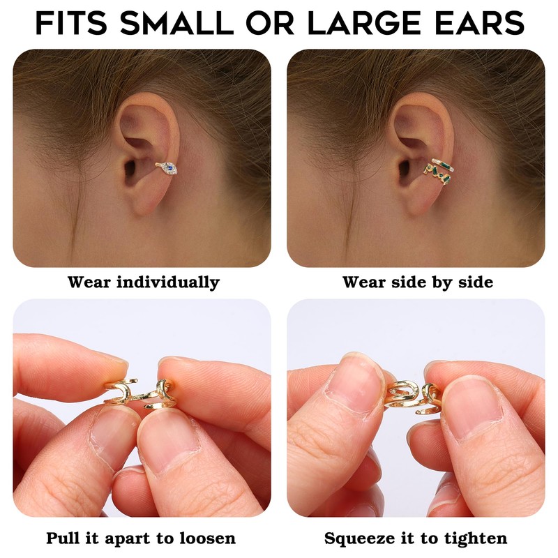 JeryWe 27 Pcs Ear Cuffs for Women Non Piercing, 14K