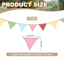 PATIKIL 8.5Ft Pennant Banner Flags Set of 2, 10Pcs Double-side Cotton Fabric Flags Garland Triangle Bunting for Birthday Party Room Decoration, Bright Colors Series
