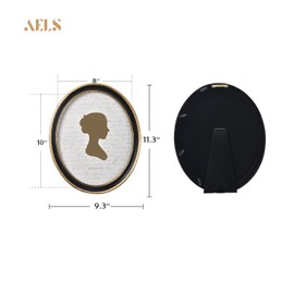 AELS 8x10 Inch Vintage Picture Frame, Elegant Antique Photo Frames with Glass Front, Photo Display, Tabletop Wall Hanging, Gift Ideas, Black Oval with Gold Trim