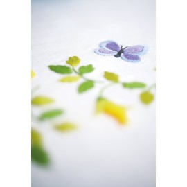 Vervaco Bedruckter Tischläufer Frühlingsblumen, Stickbild Vorgezeichnet, Multicolor 40 x 100 x 0,3 cm