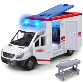 Toy Ambulance Boys Age 3-5 With 4 Different Flashing Lights & Sound, Back And Side Doors Open Friction-Powered Wheels Light Up Toy Hospital Sets Buses Birthday Gift 2 3 4 Year Old And Up Girl Boy Toys