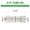 TAISHER 1PCS 304 Stainless Steel Thru-Bulk Bulkhead Compression Tube Pipe
