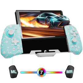 FUNLAB [Luminous Pattern] Switch Controller Compatible with Switch/OLED, Luminpad Ergonomic Switch handheld Controller, One-Piece Joypad Controllers Replacement - 7 LED Colors/Turbo/Mapping