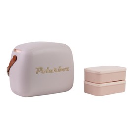 Polarbox Lunch Tote Cooler Bag | Retro Lunch Box Picnic Reusable Lunch Bag Vintage Mini Cooler Hand Bag Includes 2 Food Containers! Food & Drinks Work, Travel, Beach, Camping Hiking 6L (Pearl Gold)