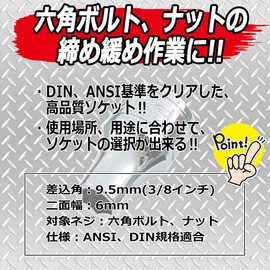 SK11 Socket, Hexagonal S3-06, Double Sided Width: 0.2 inches (6 mm) x Insertion Angle: 0.37 inches (9.5 mm), 1 piece