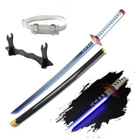 LED Light Demon Slayer Sword Cosplay 41 inches with Belt Holder Stand (Tomioka Giyuu_LED)