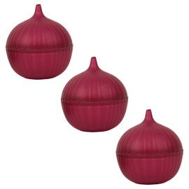 Servette Home Food Keeper Storage Container with Lid, Food Saver for Fresh Avocados, Red Onions, and Garlic, BPA Free, Set of 3 (Red Onion)