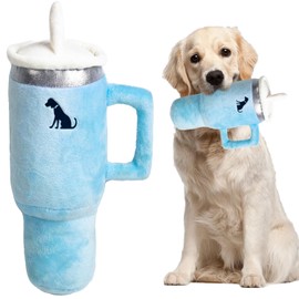 Coowkooalla Funny Tumbler with Handle Cup Dog Toys,Cute Squeaky Dog Toys Cup,Funny Tumbler Dog Toy,Interactive Fluff and Tuff Dog Toy Cup,Safety Design for Small/Medium/Large Size Dog (BLUE)