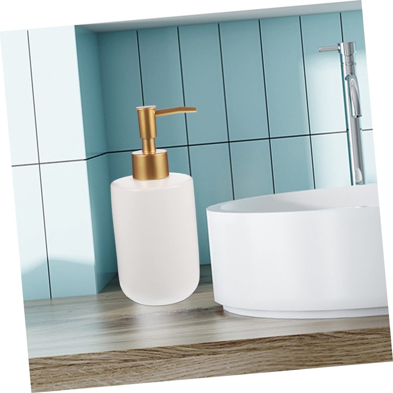 Alipis 420ml Ceramic Shampoo Body Wash Bottles Refillable Pump Dispenser