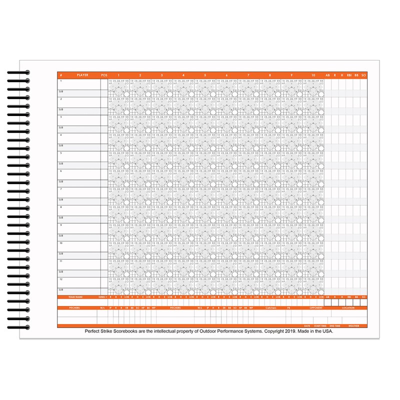 Perfect Strike Baseball Scorebook with Rules and Scoring Instructions :