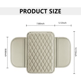 Upgraded Car Center Console Cover, Microfiber Leather Car Armrest Cover Cushion with 2 Storage Bags, Universal Car Armrest Storage Box Car Interior Accessories for Most Vehicles (Light Gray)