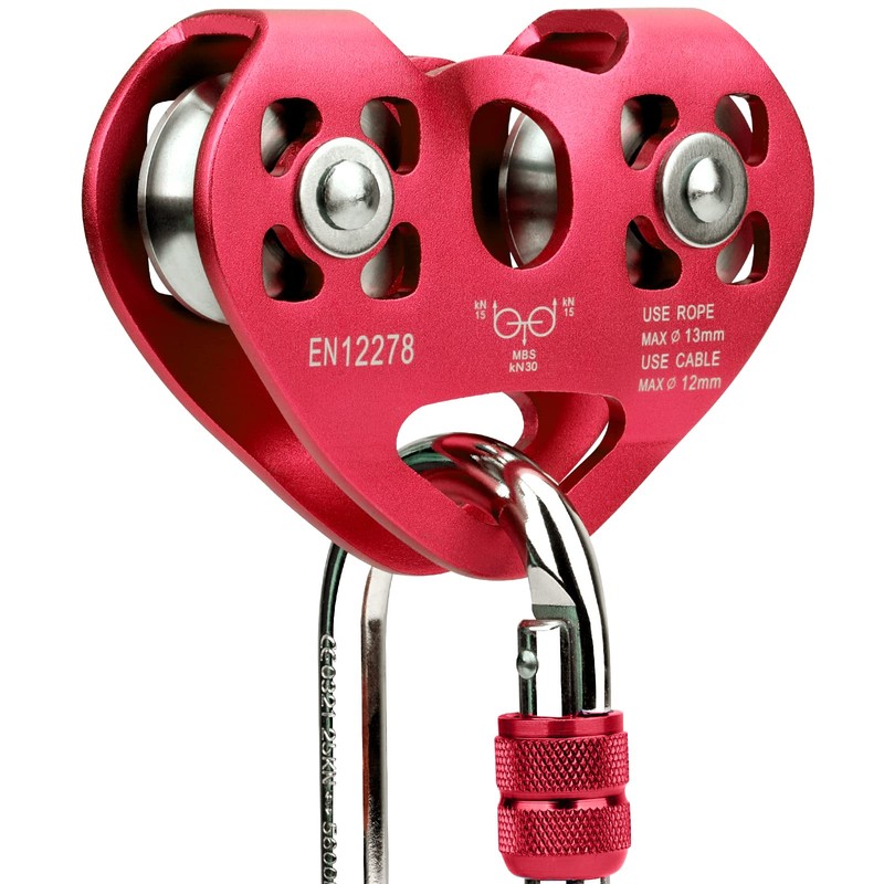 Zipline Trolley Kit with 25kN Carabiner Double Tandem Dual Pulley
