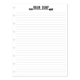 Classic size Brain Dump Refill for Disc Notebooks, 9 Disc, 7" x 9.25", Compatible with Disc-Bound Planners such as the Happy Planner, 30 Double-Sided sheets