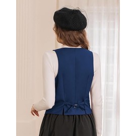 Belle Poque Vintage Victorian Steampunk Dressy Vest Suit for Shirts Button Down V-Neck Waistcoats Navy Blue XL