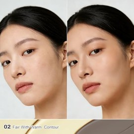 Contorno líquido e iluminador, iluminador bajo los ojos, mezclable, ligero, contorno de nariz facial con pincel (02# Fair con matices cálidos)
