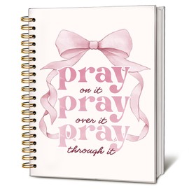 LIANGW Pink Coquette Bow Spiral Bible Notebook for Note Taking,Cute Preppy School Supplies for Girls, Preppy Aesthetic Bible Study Journal for Women, Christian Hardcover Lined Notebook 5.5 x 8.3