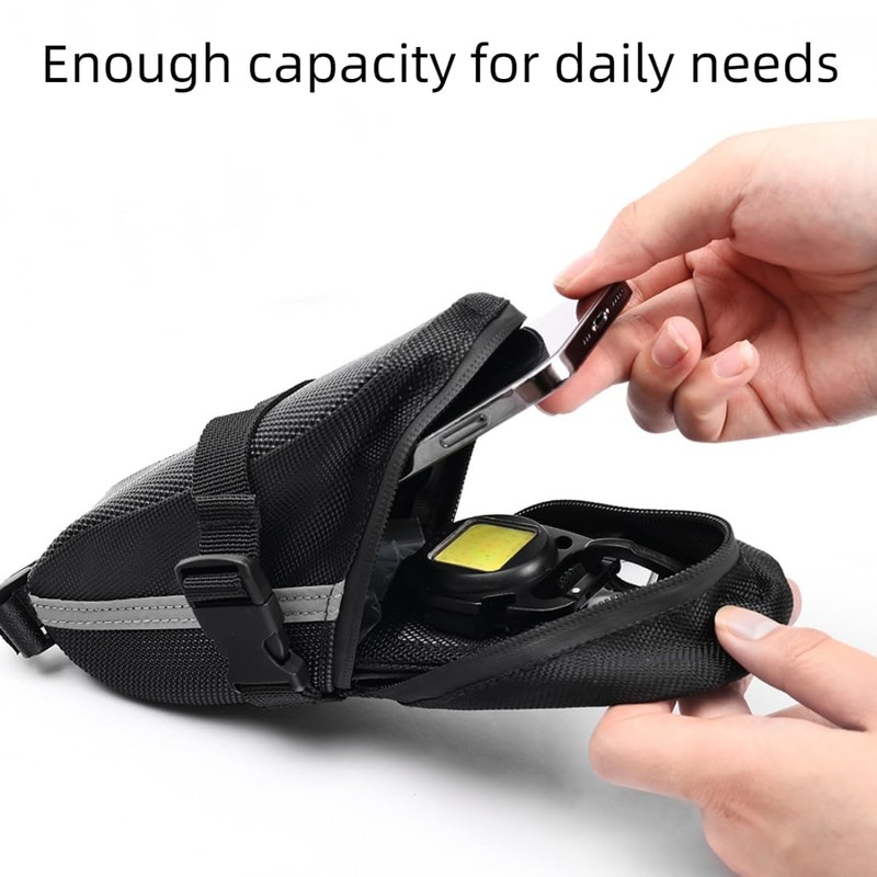 LZGOPE Waterproof Saddle Bag-Reflective Accessories Storage Cycling Seat Bag-Black