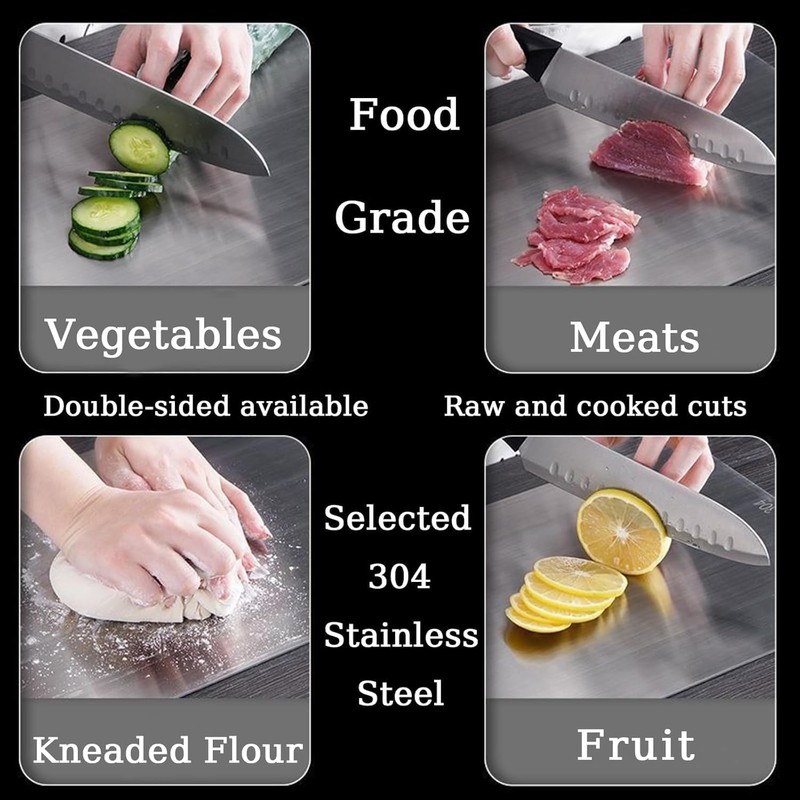 METOY Titanium Cutting Board,316 Stainless Steel Cutting Board,Upgrade Double Sided
