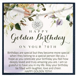 Grace of Pearl 70th Birthday Gift for Women Birthday Gift for 70 Year Old Woman Gifts for Her Bday Gift Ideas for 70 Birthday Jewelry Gift for Women Age 70 - CZ Diamond Necklace