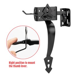 SANKINS Thumb Gate Latch Hardware for Wooden Fence Heavy Duty, Self Closing Door Latches with 8" Decorative Handle, Gate Lock Kit for Outdoor Garden, Pool, Metal Gate, Vinyl Fence, Steel, Black Finish