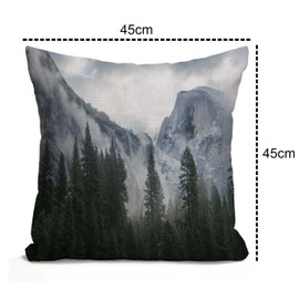 Tomda Decorative Cushion Cover 45x45cm 18x18 Inch National Park Nature Mountain Trees Mist Couch Pillow Case Throw Pillow Cover for Modern Simple Farmhouse Style Decor