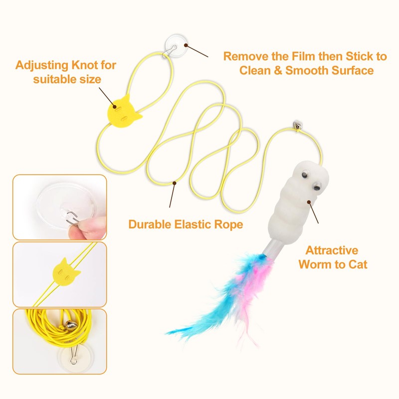 JIARON 6 PCS Interactive Cat Feather Toys, Indoor Hanging Retractable